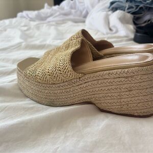 Women's Tan Woven Platform Sandals